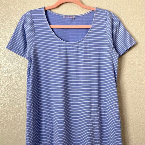 Fresh Produce Dress Womens XS Purple Mini Striped Knit Lagenlook Pockets USA - Picture 4 of 14